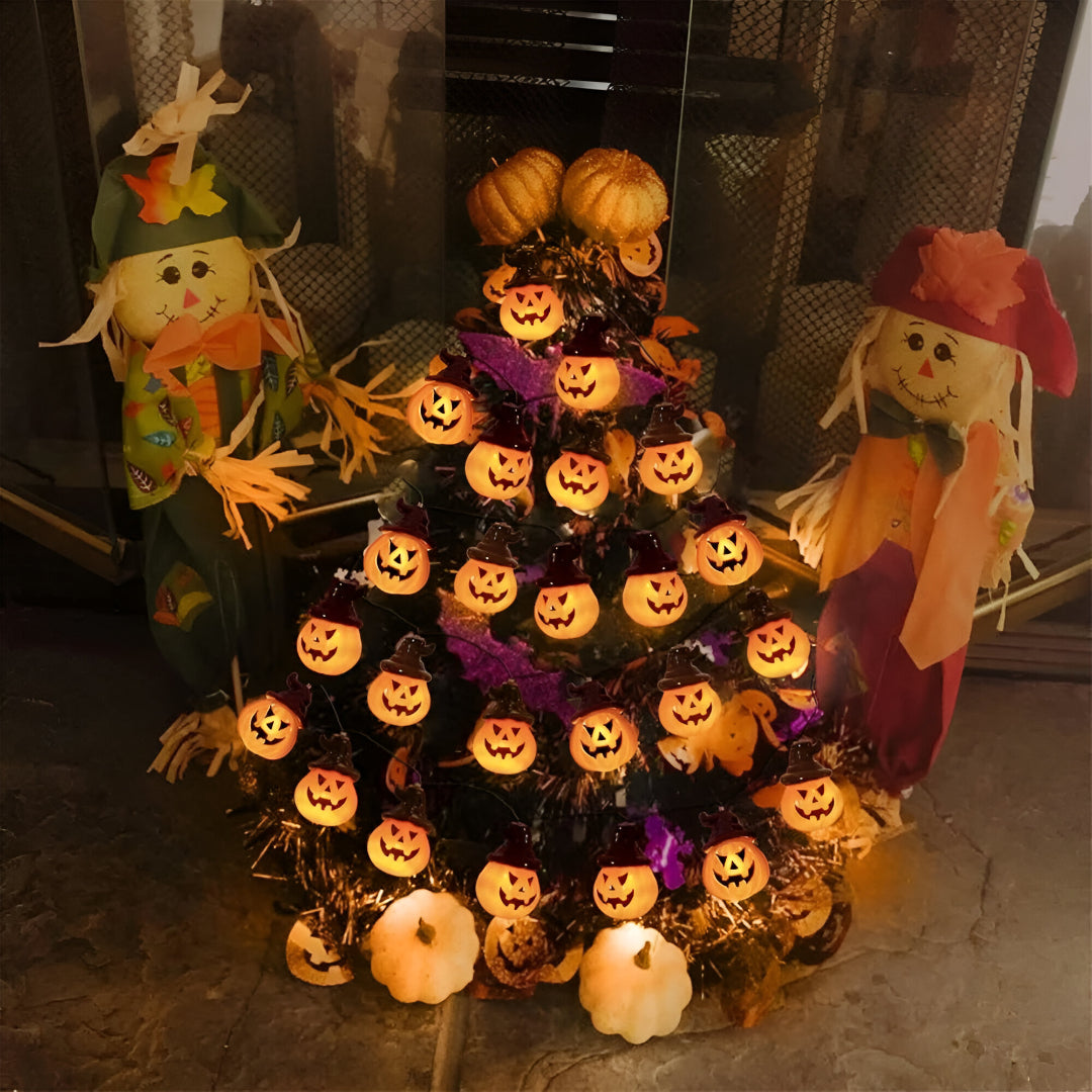 Solcellsdrivna pumpaljus – LED-slinggirlande för Halloweendekoration utomhus MILA Sverige