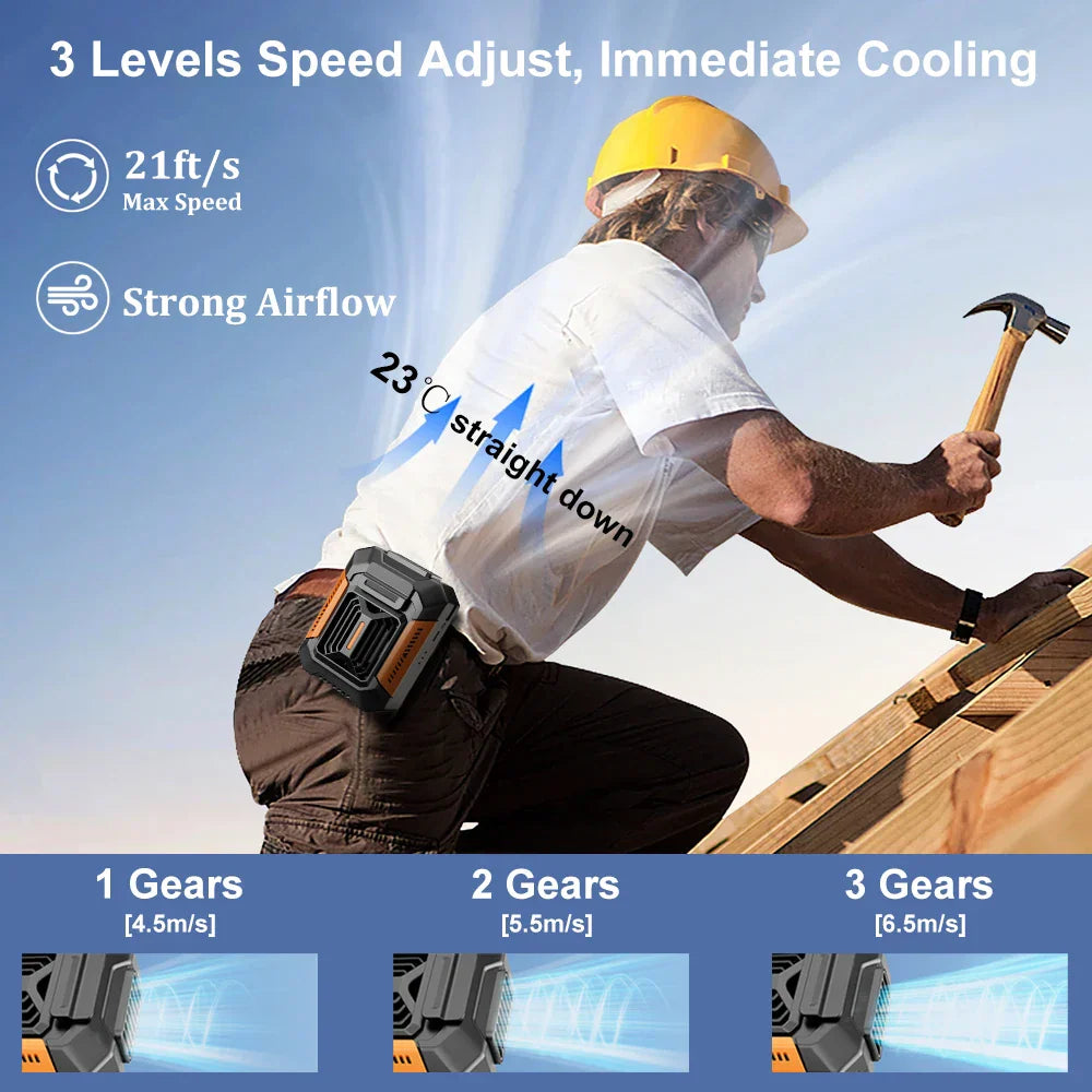 Carvallo Clip-Ventilator AeroClip | Med LED & Powerbank | USB-laddningsbar | För midja, hals & utomhus Carvallo