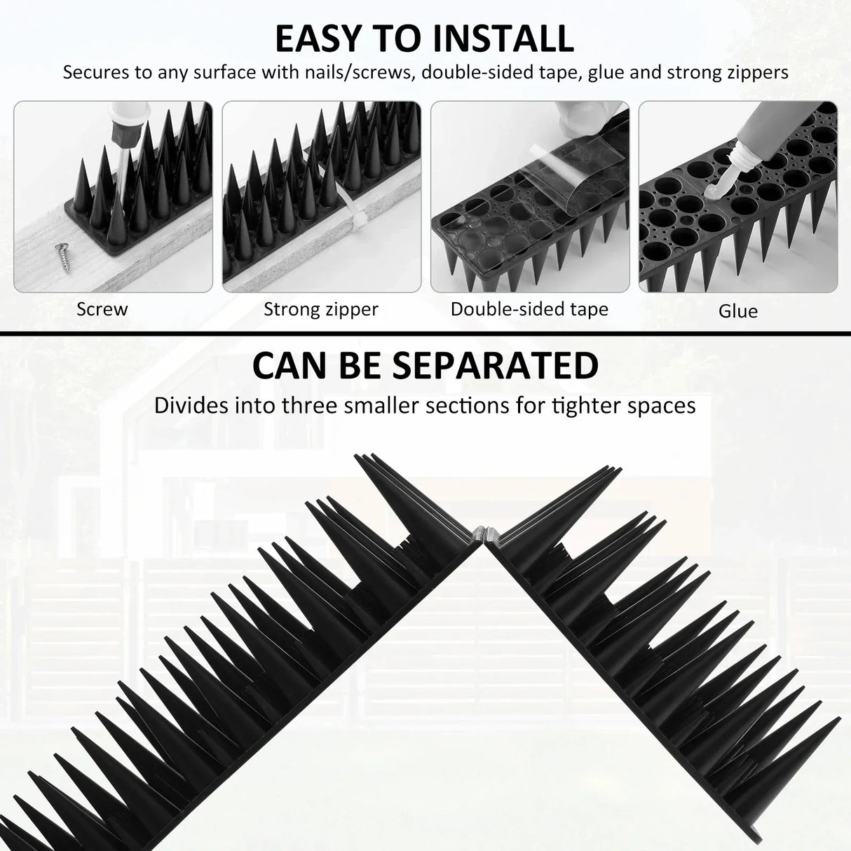 Carvallo 12/20-set fågelskyddsspikar | Avtagbar & djurvänlig | Anti-klättringsskydd för staket, fönsterbräda & takkant Carvallo
