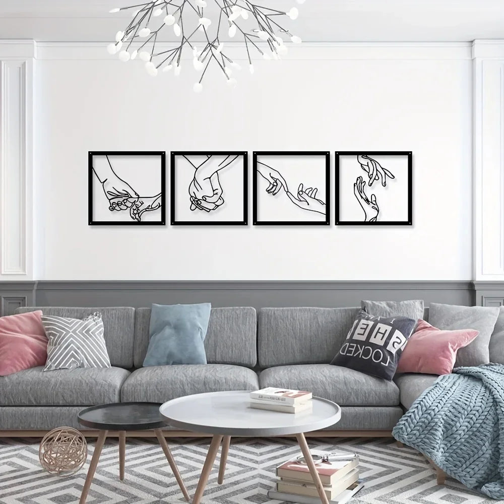 Connected Hands Metallväggdekoration – Minimalistisk och Enande Carvallo