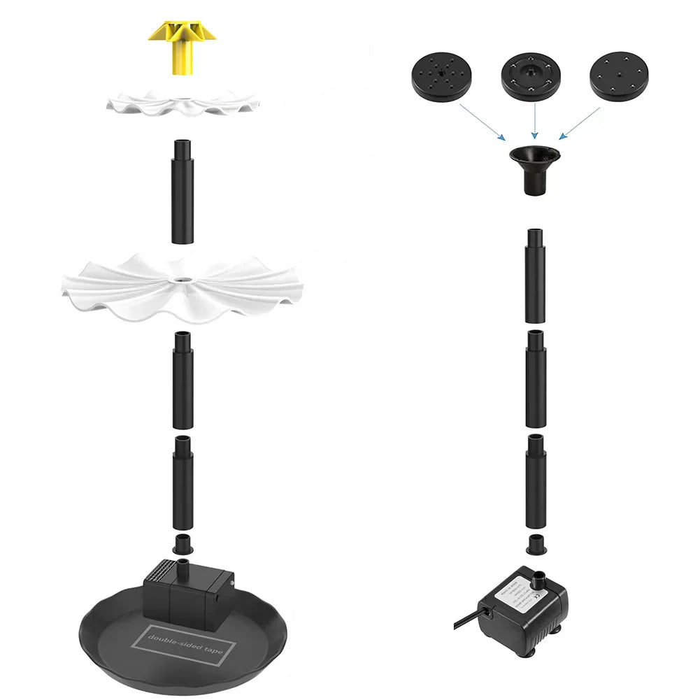 Carvallo-Vogelbrunnen TRIOCASCADE | 3-stegs | Deko-Springbrunnen med Solarpanel | För trädgård, balkong & terrass Carvallo