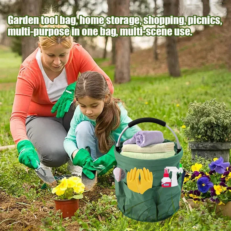 Carvallo Universal-förvaringskorg | Fällbar 17L väska i 600D Oxford | För trädgård, camping, bad & bil | Med multifack Carvallo