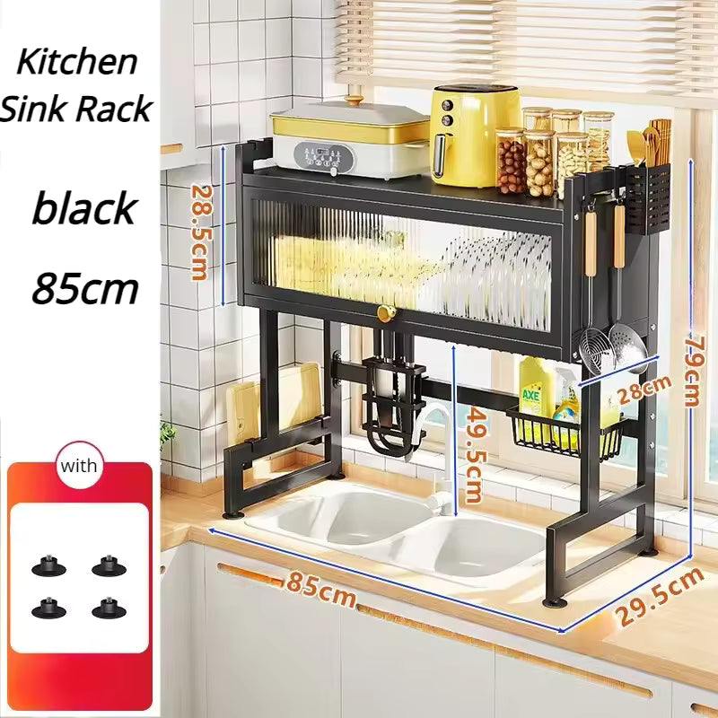 Royallure Justerbar Rostfritt Stål Diskstativ Skåp Organisatör för Kök Diskho Carvallo