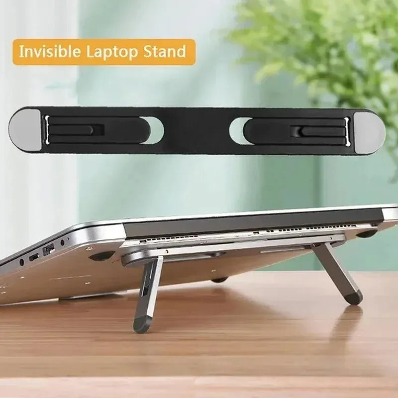 Carvallo Laptop-ställ | Självhäftande & Fällbar | Ultrakompakt för resor | 21,5 cm | Svart Carvallo