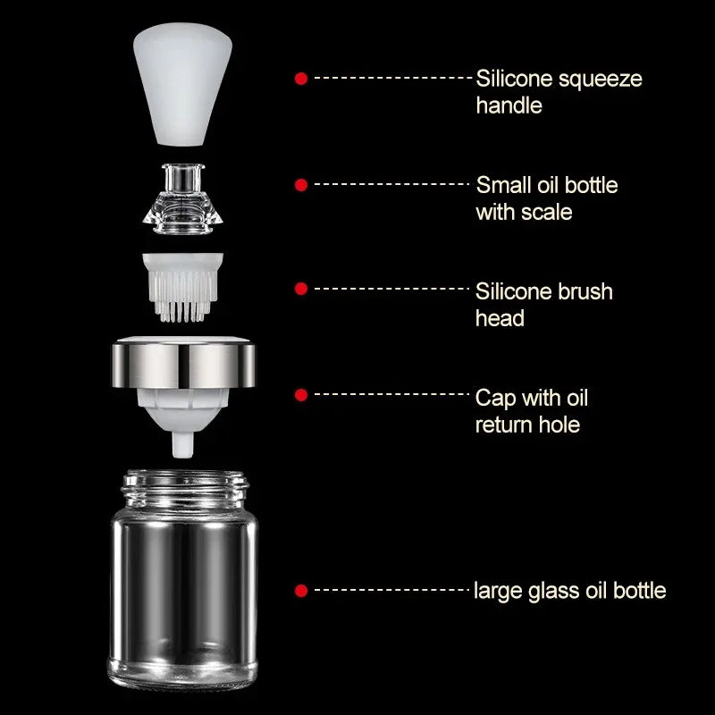 Carvallo Silikon-Oljepensel med Flaska | Leakagefri Dispenser för Olja, Marinader & Honung | 135 ml / 150 ml | För BBQ & Bakning Carvallo