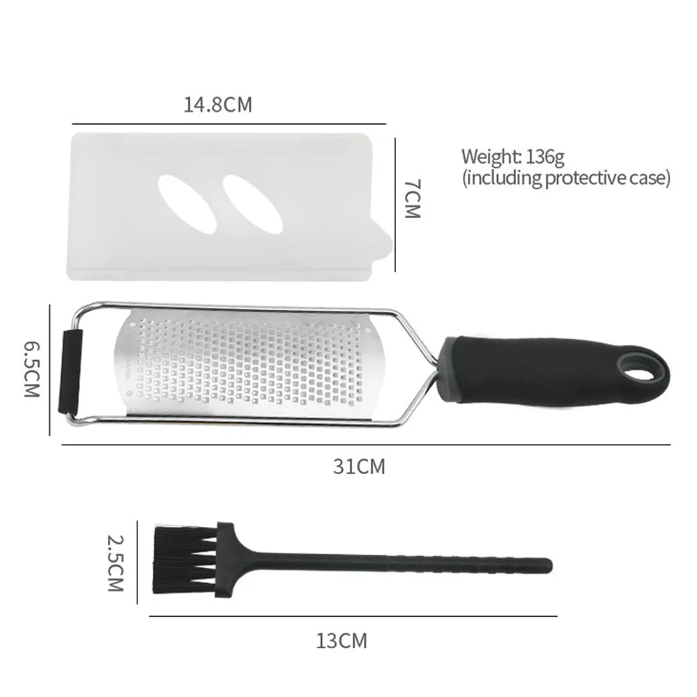 Carvallo ZestPro Multifunktionell Rostfri Rive med Handtag | Ost-, Citron-, Choklad- & Grönsaksrivare | Platt Köksrensare med Finger-skydd Carvallo