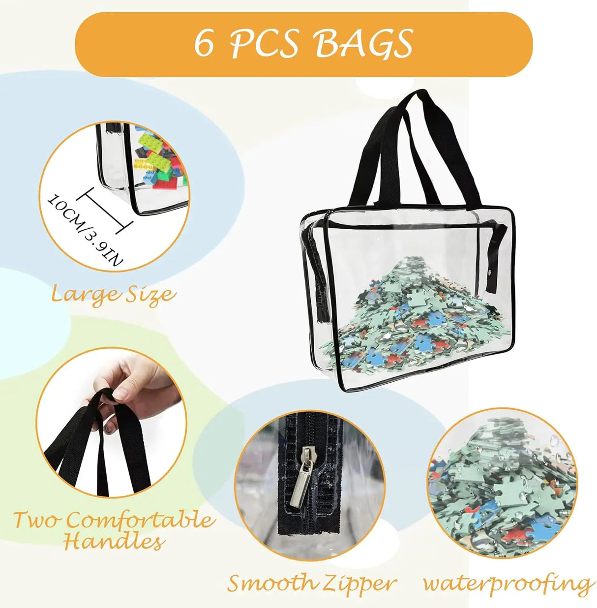 Carvallo-uppbevaringsväska ClearyBag Kids | Transparent & Vattentät | För pussel, böcker, byggklossar & resor | 30×22×10 cm Carvallo