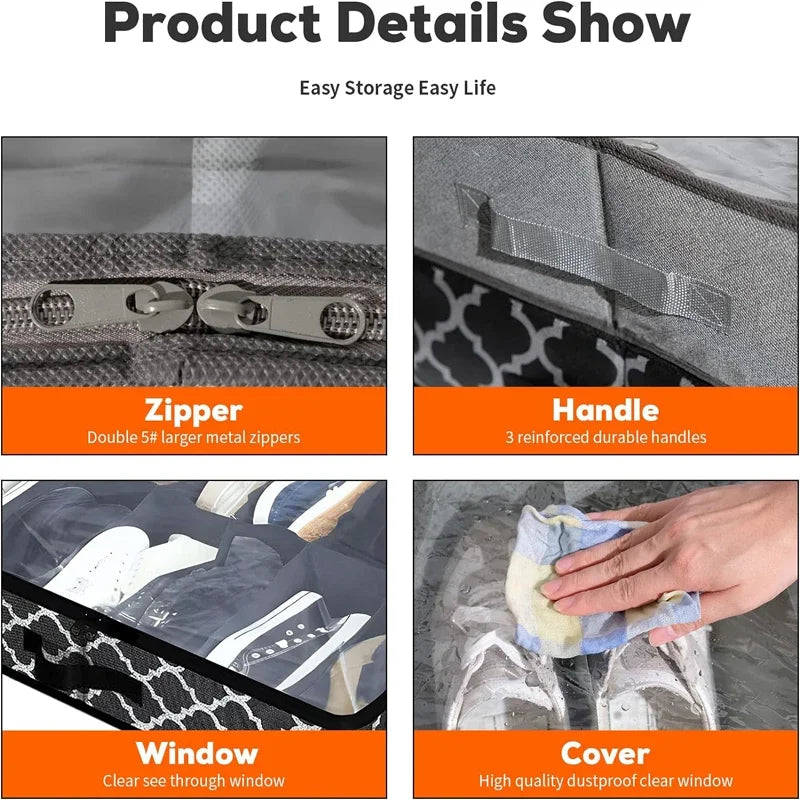 Carvallo Underdyn | För upp till 12 par skor | Med fönster & handtag | Fällbar & dammtät Carvallo