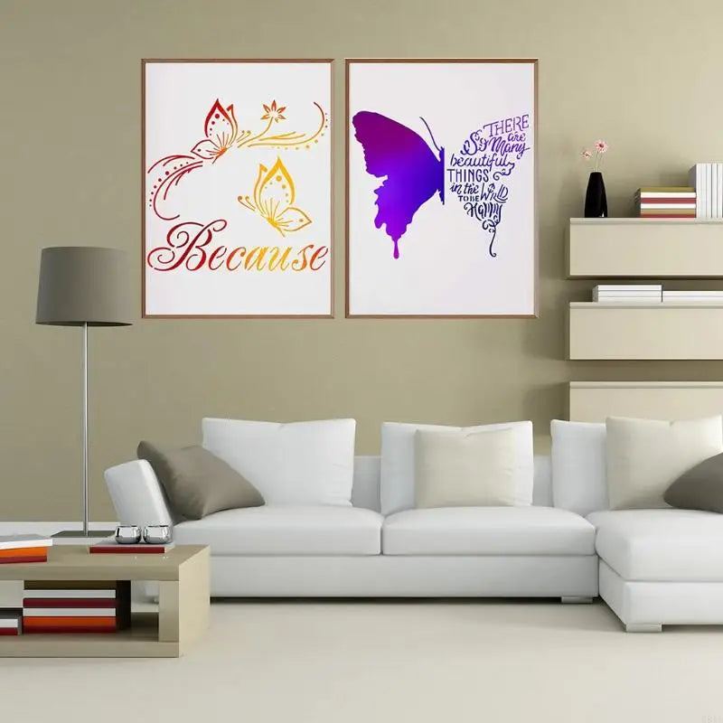 Carvallo Floralina Wings | 16-delad | Fjärilsmotiv | Återanvändbara målarmallar i PET | 15×15 cm Carvallo