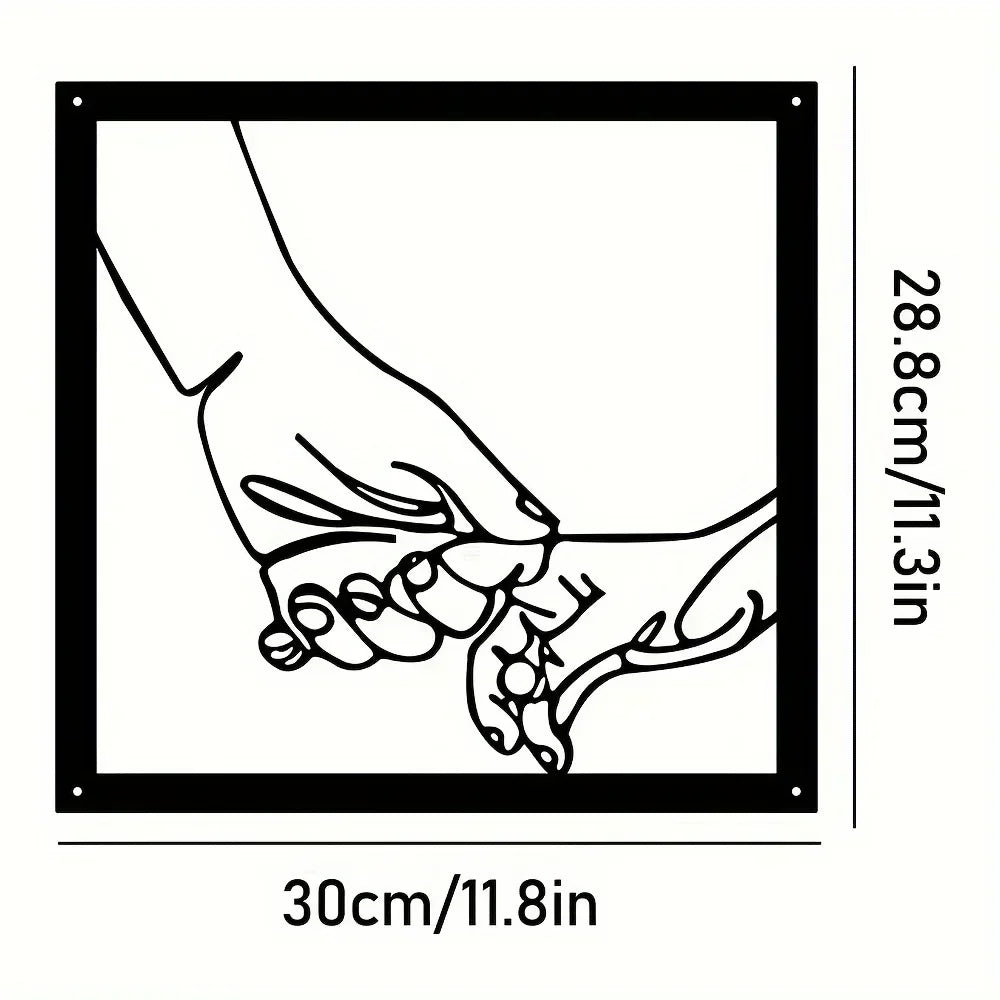 Connected Hands Metallväggdekoration – Minimalistisk och Enande Carvallo
