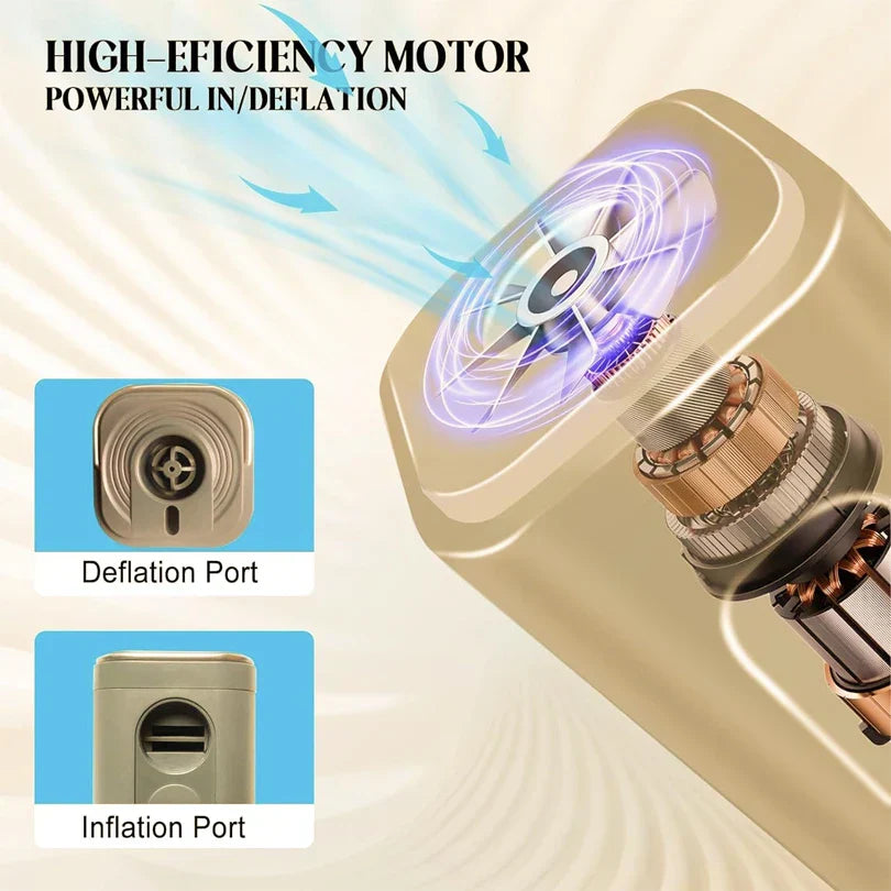 Carvallo Mini Luftpump | Ultra Kompakt & USB-C Uppladdningsbar | 5 Munstycken | 200L/min Effekt Carvallo