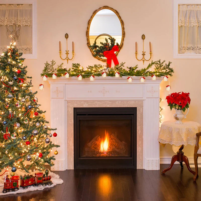 LED-julhus av trä med festlig belysning Carvallo