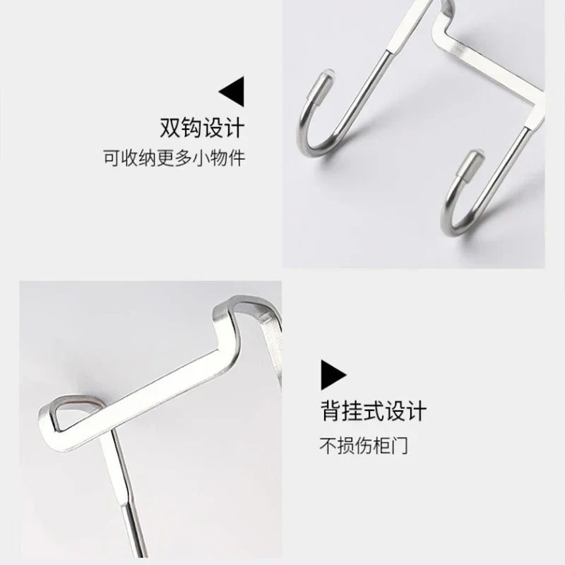 Carvallo DUOHOLD | Dubbelkrok för skåpdörrar | Rostfritt stål 304 | Svart eller Vit | Utan borrning Carvallo