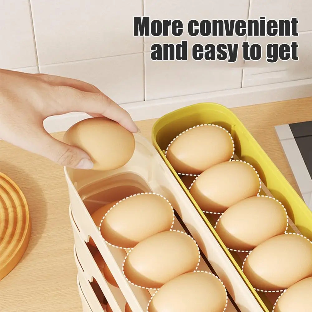 Carvallo RolloMaxx | 4-lagers äggorganisatör | Platsbesparande & Självrullande | Transparent design Carvallo