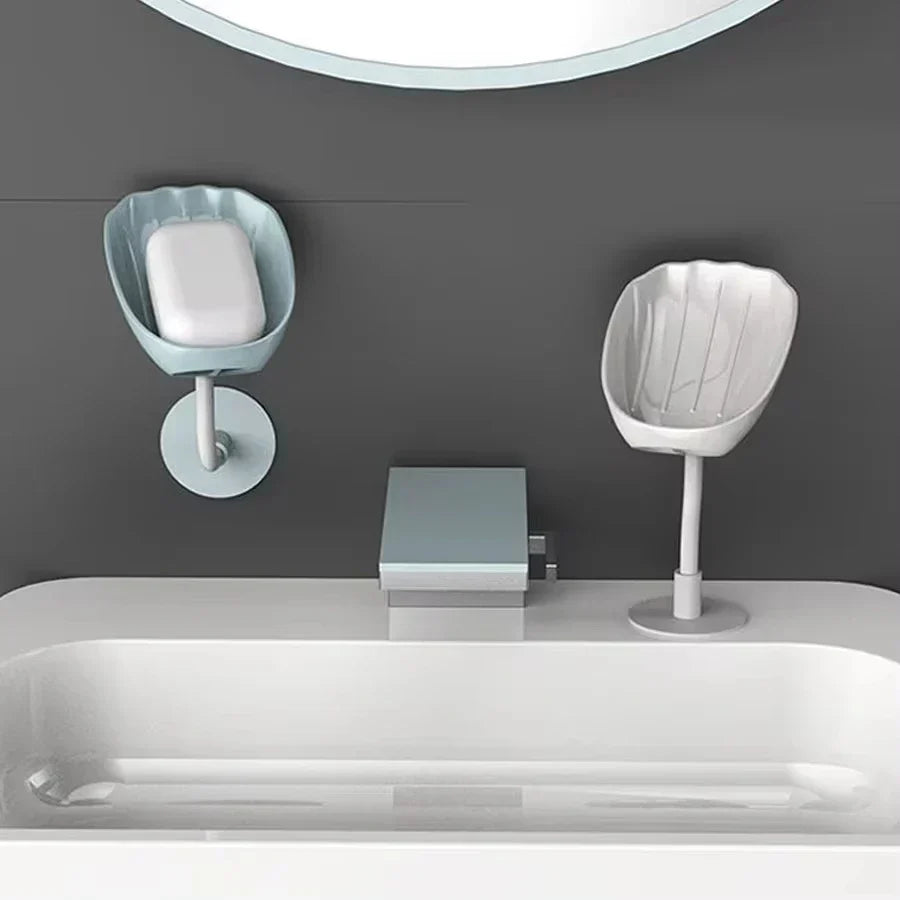 Carvallo tvålställ | Dubbelkammare med avlopp och lock | Väggmontering utan borrning | Dammskydd och platsbesparande Carvallo