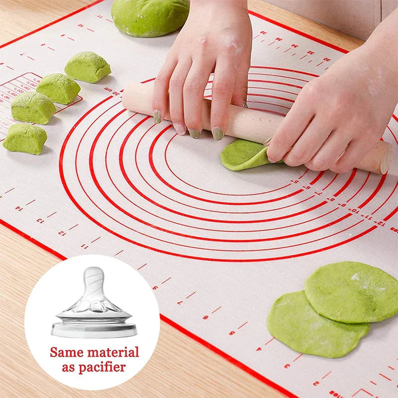 BakeFlex™ Silikonbakmatta | Extra Tjock & Non-stick | Med Måttskala | Perfekt för Utbakning av Deg, Fondant & Bakverk Carvallo