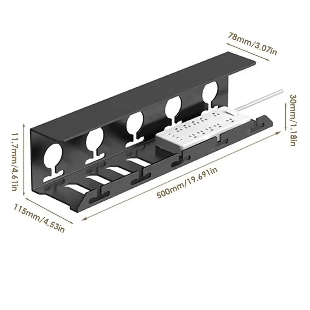 Carvallo DeskFixx | Under-bord Kabelhantering | Ingen borrning | Robust stålhylla | Svart Carvallo