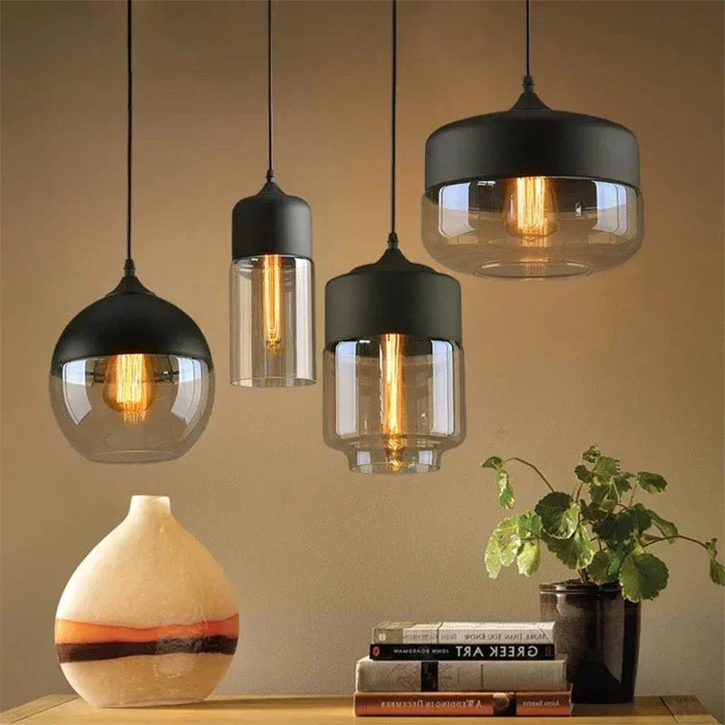 Nordic Wood Glas Pendel Ljuskrona – Modern Hängande Lampa Carvallo