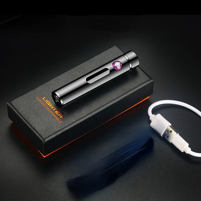 Carvallo Cylinder-USB-Lighter | Double Arc Technology | Rechargeable & Windproof | Noble Metal Case for Men Carvallo