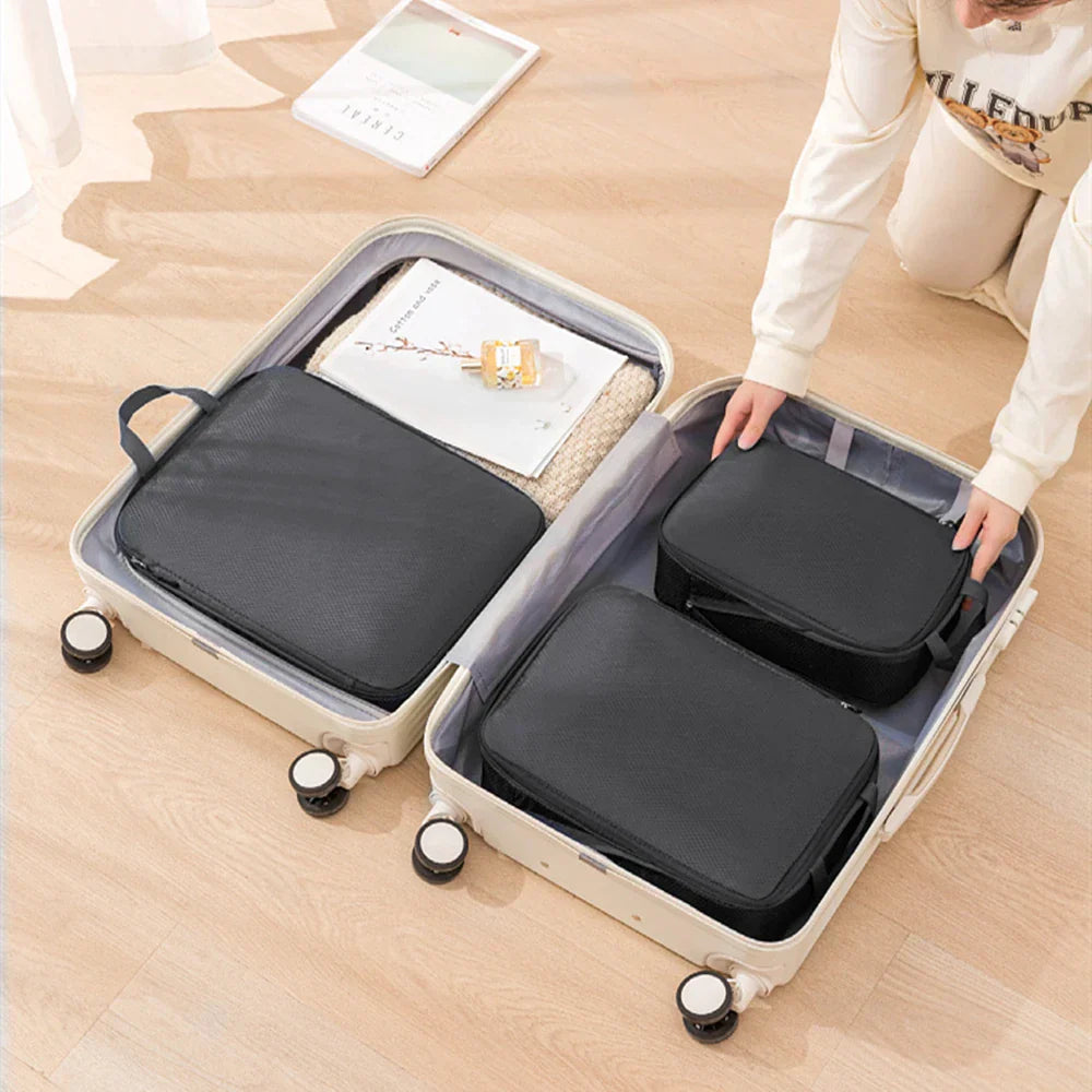Carvallo Travel | 3-delat kompression packpåse set | Vattentäta reseorganisatörer i Oxford-tyg | Platsbesparande & Bärbar | 30 × 20 × 10 cm / 35 × 24 × 10 cm / 40 × 30 × 10 cm Carvallo