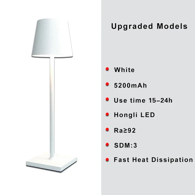 RoyaleGlow Trådlampa - USB-laddningsbar vattentät bordslampa med touch-knapp Carvallo