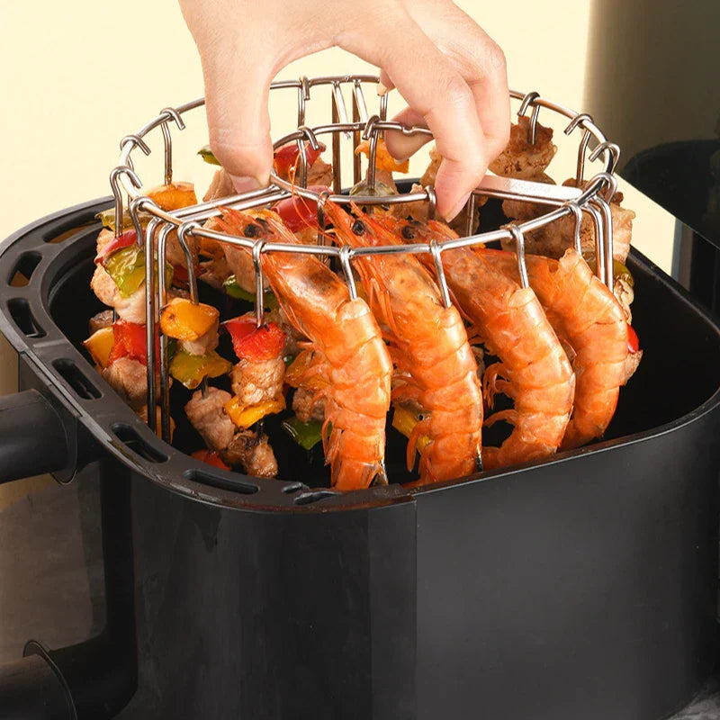 Carvallo Vertikal Spettshållare i rostfritt stål | För grill & luftfritös | Plats för 12/24/48 spett | 19 × 10 cm Carvallo