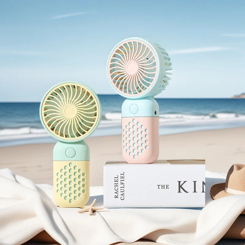 Carvallo Mini Handfläkt | Bärbar & Uppladdningsbar | Tyst & Doftfunktion | Pastellfärger Carvallo