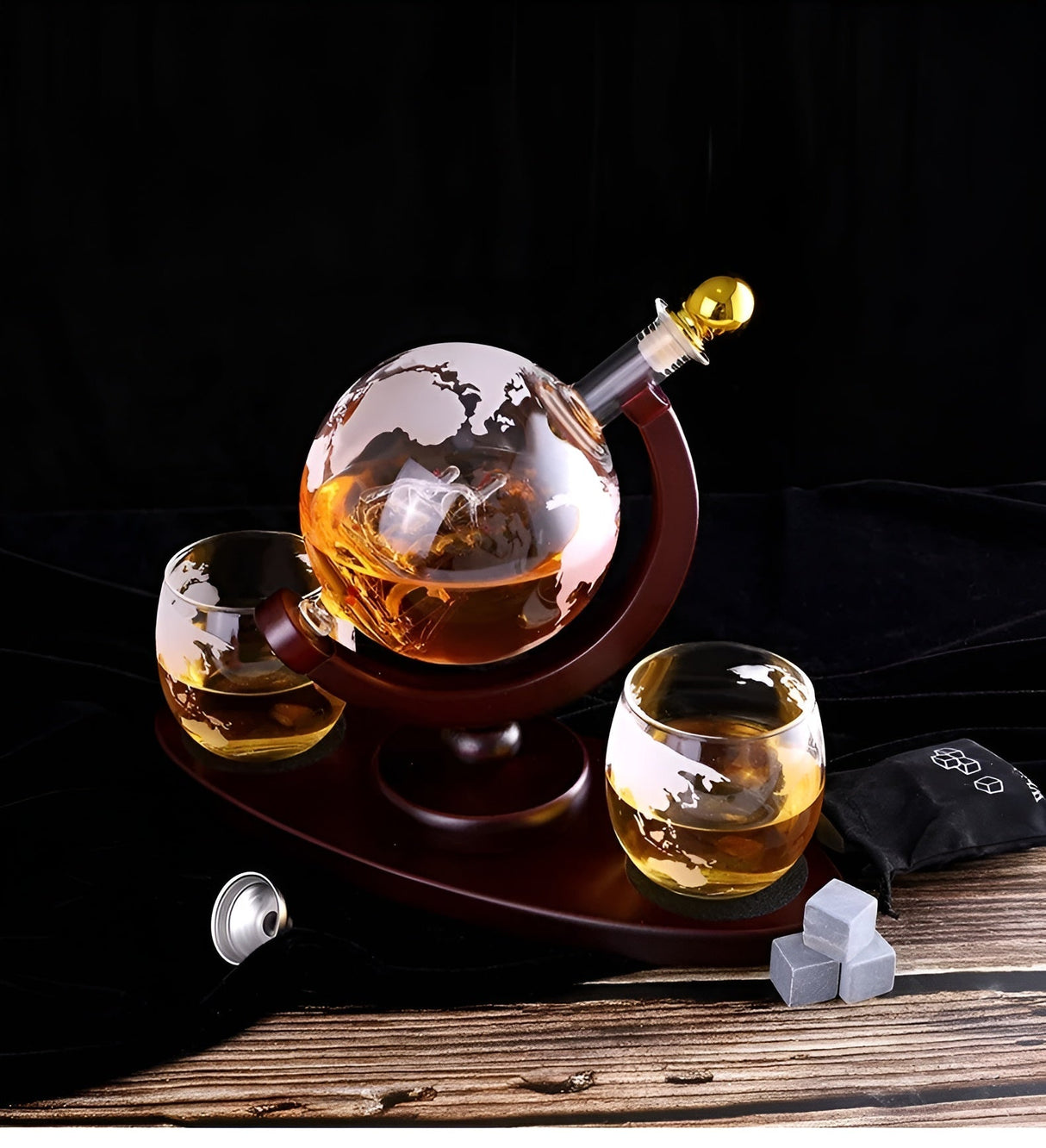 Kristall-Whiskykaraff med glas – Världskuladesign | Dekorativ för kontor & hem Carvallo