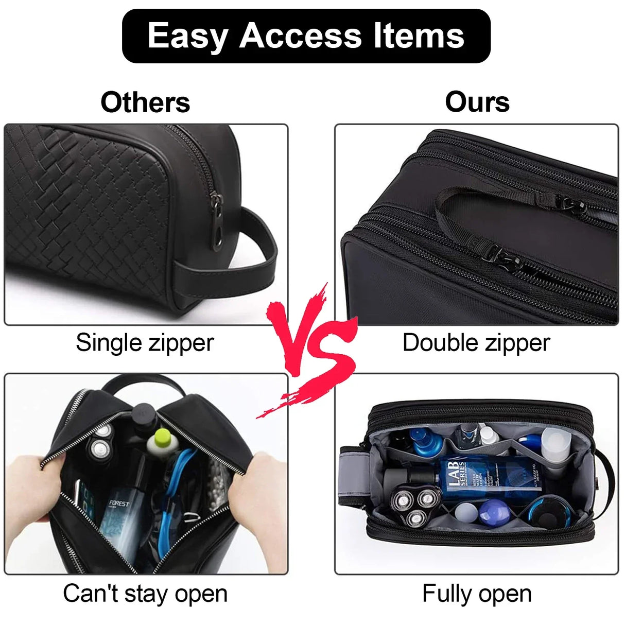 Carvallo Toalettväska Herr | Vattenavvisande & Stor | Rivtålig Reseorganisator med Fuktig Fack | Dopp Kit för Rakning & Vård Carvallo