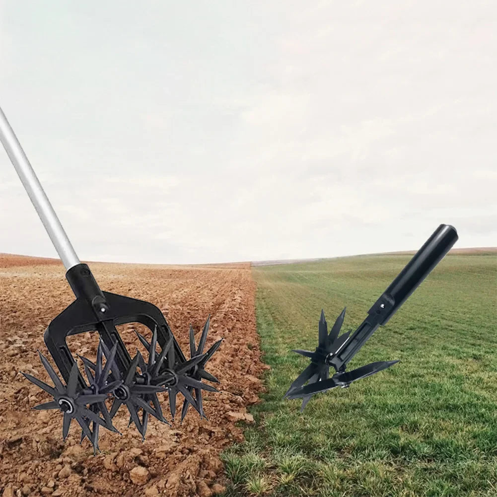 Carvallo DuoTill 2-i-1 Markventilator & Trädgårdskultivator | Handvertikaler för Gräs & Rabatter | Lätt & Flexibel | 26,5 x 23,5 x 13,5 cm Carvallo