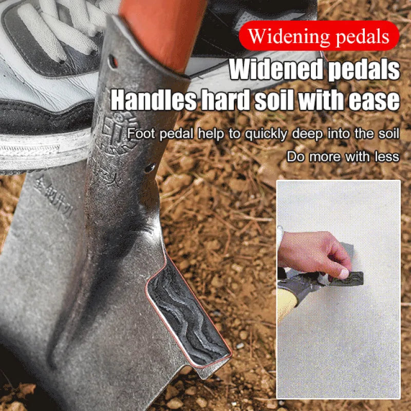 Carvallo Vollstålspade i manganstål | Härdad & Extra Tjock | För jordarbete, plantering & rotgrönsaker – Proffs-trädgårdsskyffel Carvallo