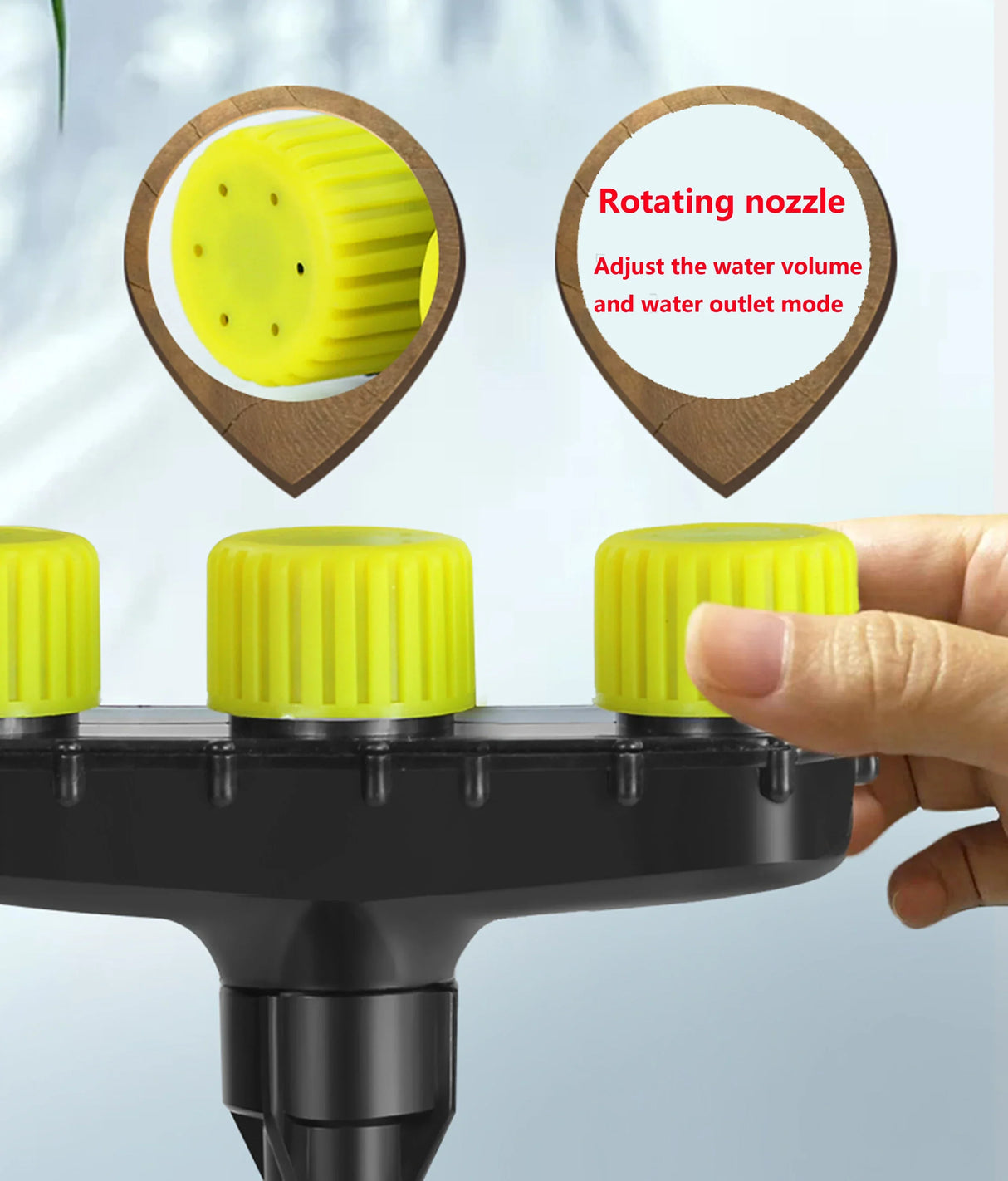 Carvallo Fördelare-Sprinkler | Högtrycksspruthuvud med 3–6 munstycken | För trädgårds- & jordbruksbevattning – Gul/ Svart Carvallo