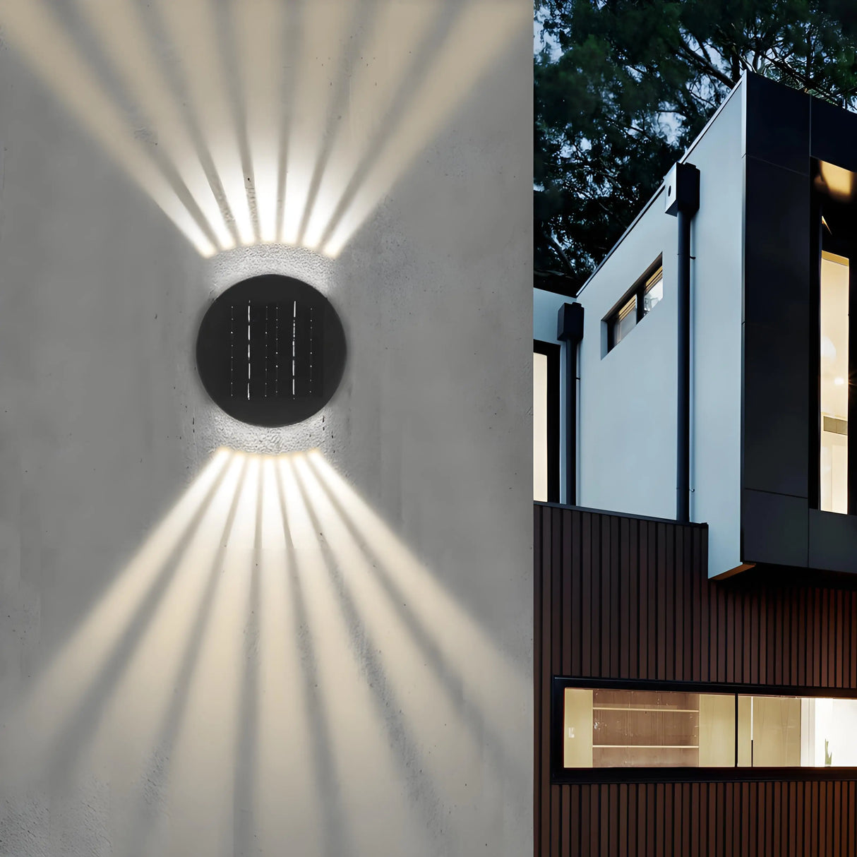 Carvallo Solar-Utomhusvägglampa Up‑Down 10 × 10 cm | IP65 Vattentät | Sol‑LED för Hem, Trädgård & Terrass Carvallo
