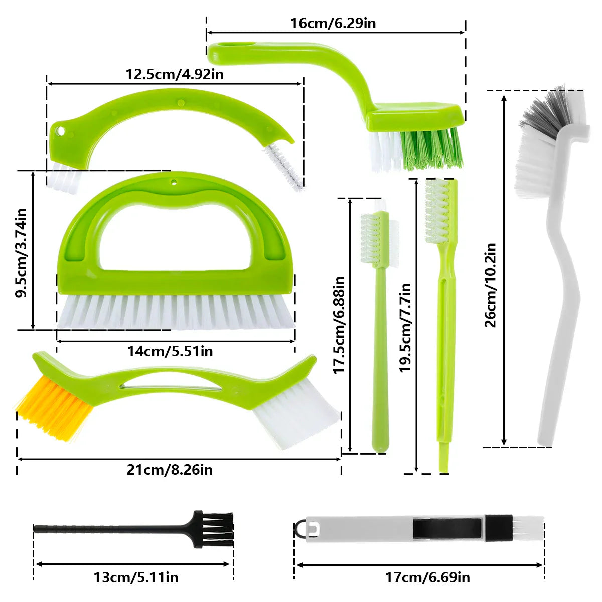 Carvallo Rengöringsborstar Set | 9-pack Fog- & Spårborstar | Ergonomisk & Återanvändbar | För Bad, Kök & Fönster Carvallo