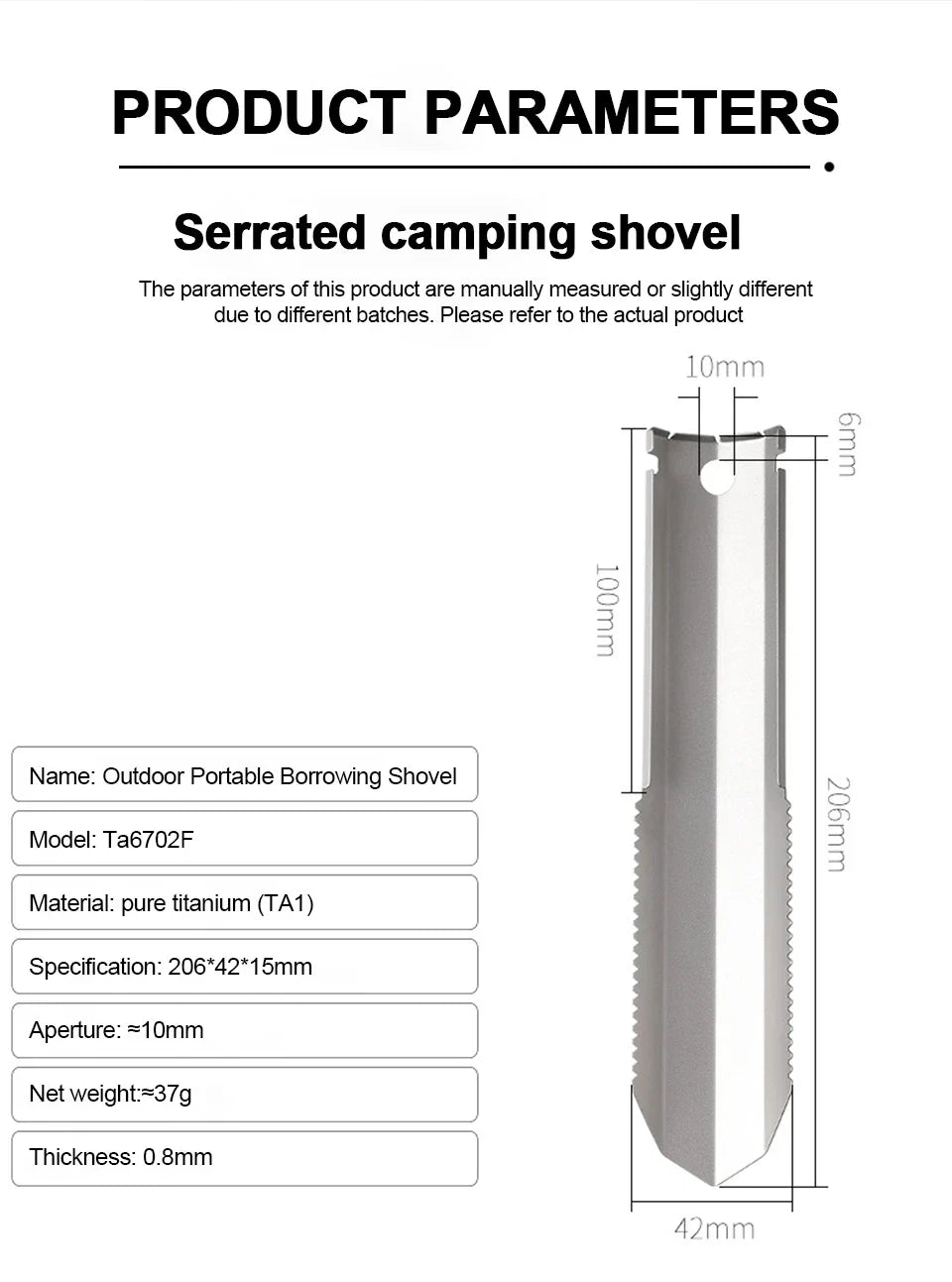 Carvallo EdgeLite Titan-handspade med vågslip & clips | Ultralätt & rostfri | För camping, trädgård & utomhus Carvallo