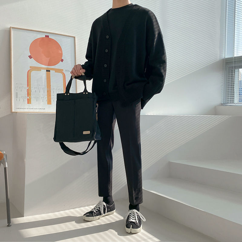 Stickad kofta med knapp för män-Clothes for Men-Bellasverige-Hemnix