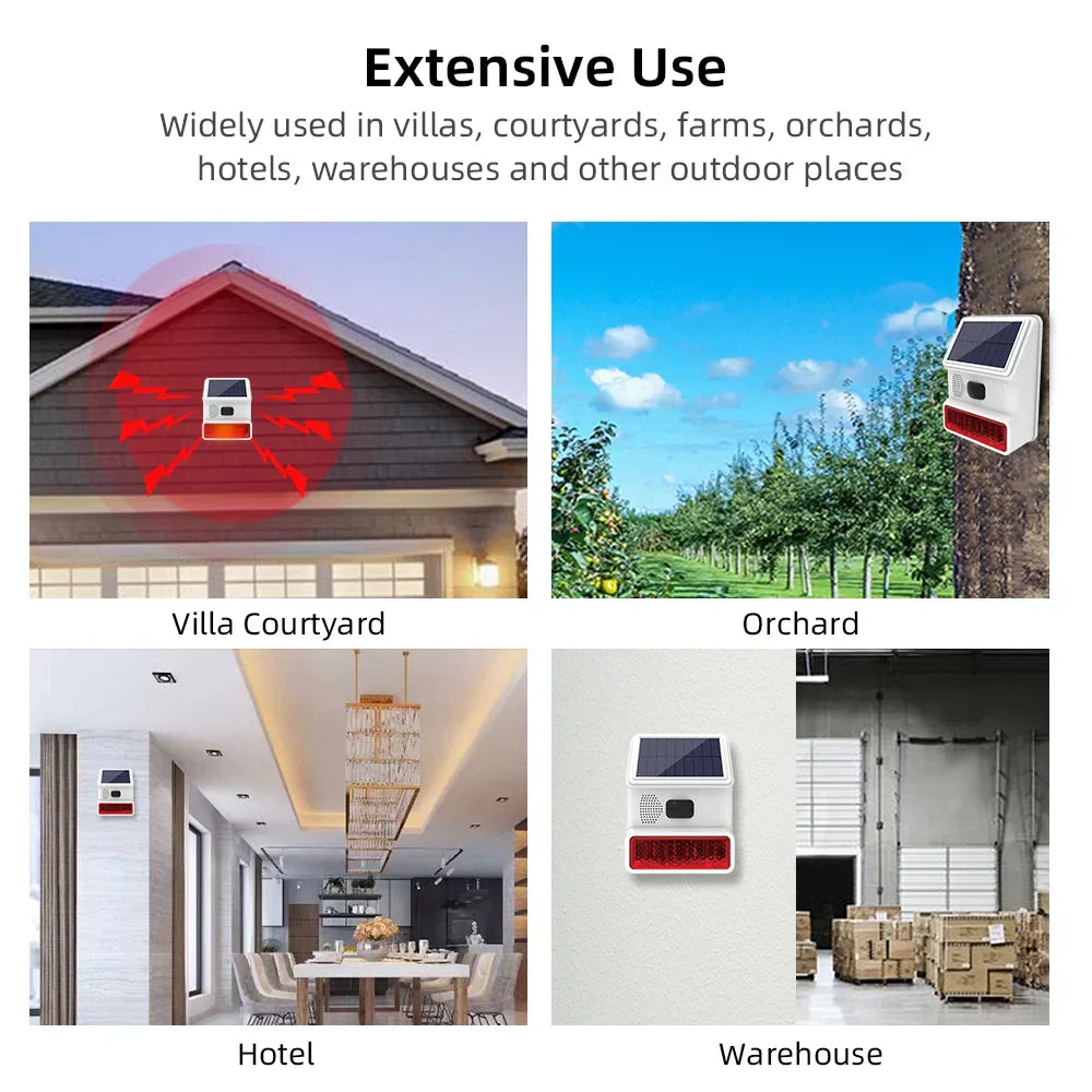 Carvallo-Utomhögtalare Securon 433S | 433 MHz Trådlös larmmodul med ljud & ljus | För GSM/WiFi larm system | Soldriven & väderbeständig Carvallo