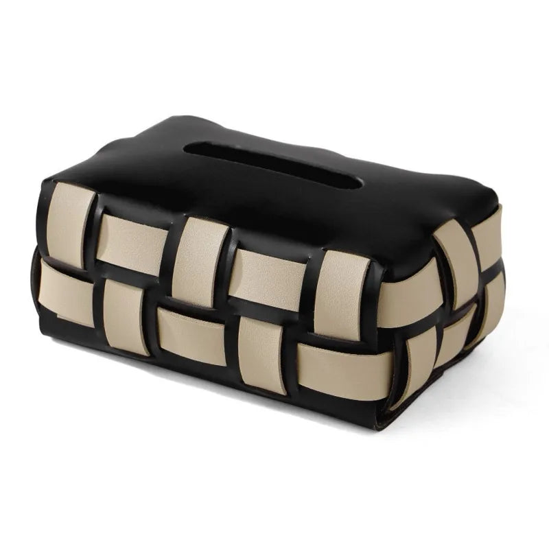 Carvallo – Lyxig Vegan Läder Pappershållare med Vävt Mönster Carvallo