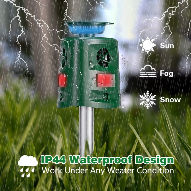 Carvallo Solar Djuravskräckare Ultrasonic | 360° Rörelsesensor | 5 Läge & Ljus-signaler | Väderbeständig & Miljövänlig Carvallo