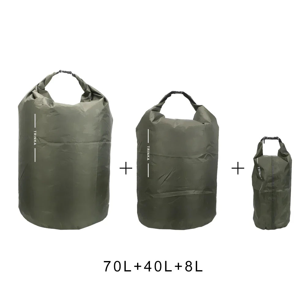 Carvallo Vattentäta packpåsar 8L / 40L / 70L | Ultralätta & Hållbara | För kajak, båt, camping & utomhusresor Carvallo