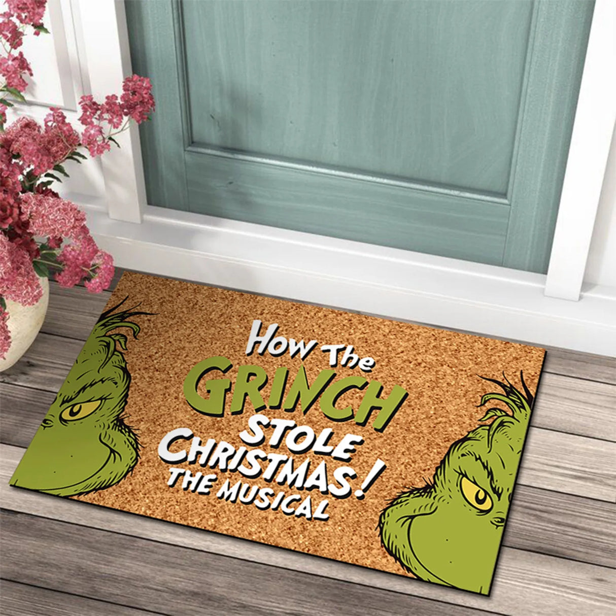 Julmatta med Grinch-design - Ett glatt välkomnande för helgerna Carvallo