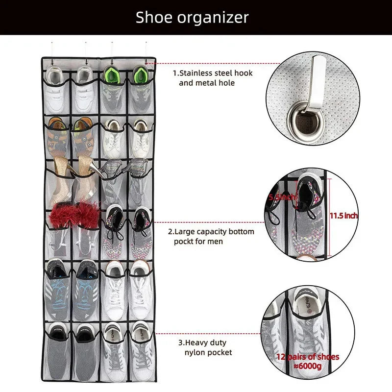 Carvallo-skoorganisatör Ordivo 24-fack | Hängande & Platsbesparande | 150 × 55 cm | För skor, strumpor & tillbehör Carvallo