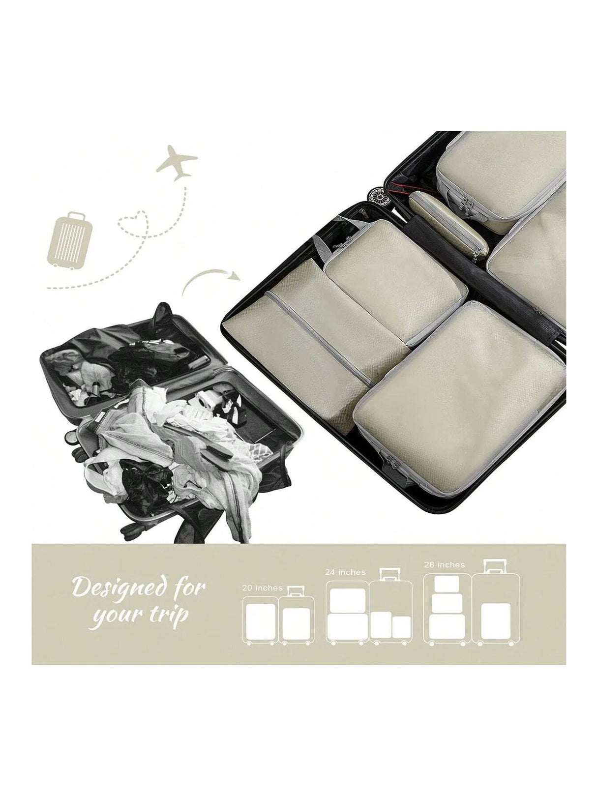 Carvallo-förvaringsväska PackEase | Kompakt & Mångsidig | För Kläder, Skor & Kosmetik | Platsbesparande & Robust Carvallo