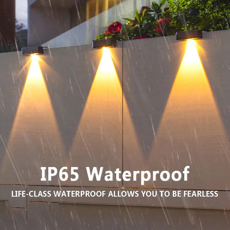 Carvallo LED Solar Vägglampa Utomhus | 3 Ljuslägen | IP65 Vattentålig | Trädgårds-, Balkong- & Stängselbelysning utan kablar Carvallo