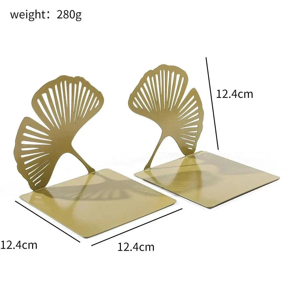 Eleganta Ginkgo-bokstöd i guld – Robust & stilfull dekoration för bokälskare Carvallo