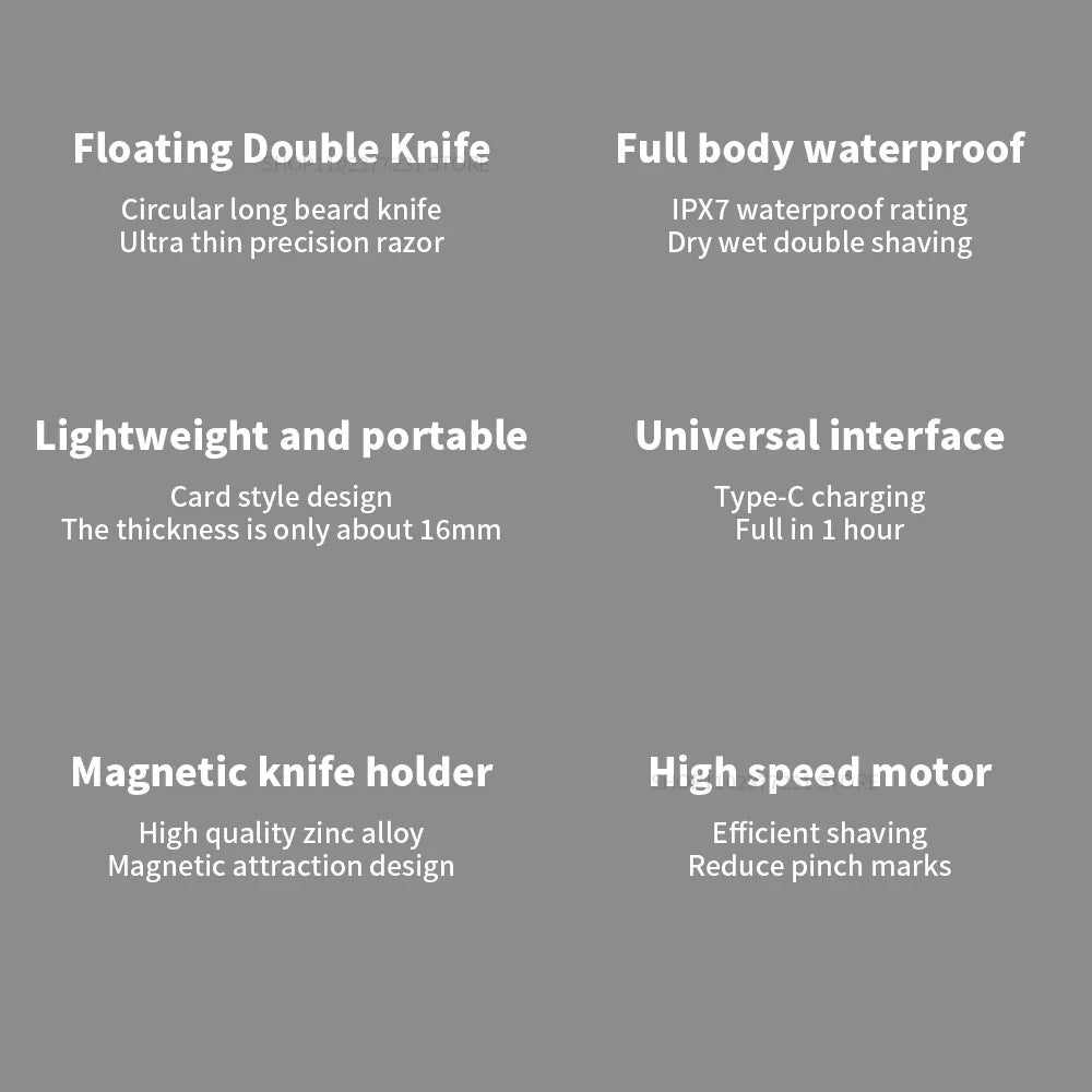 Royallure Elektrisk Rakapparat Dubbel Blad med Hög Hastighet Motor, IPX7 Vattentålig Rakkniv Carvallo