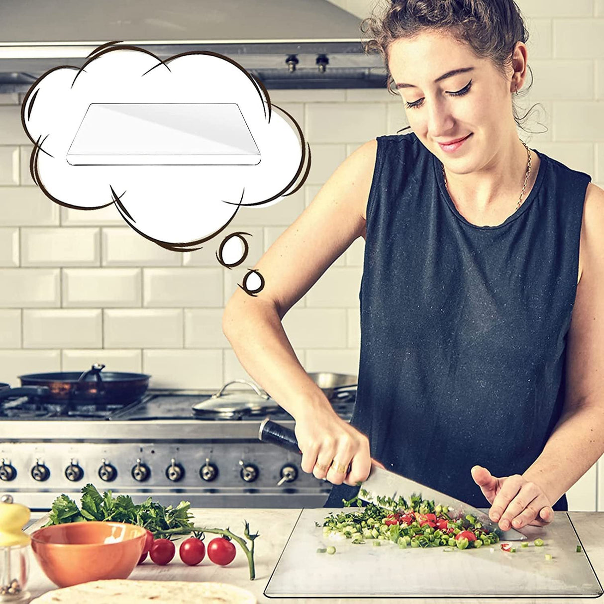 Icke halkfri transparent skärbräda med kant – Bänkskivskydd för hem- och restaurangkök Carvallo