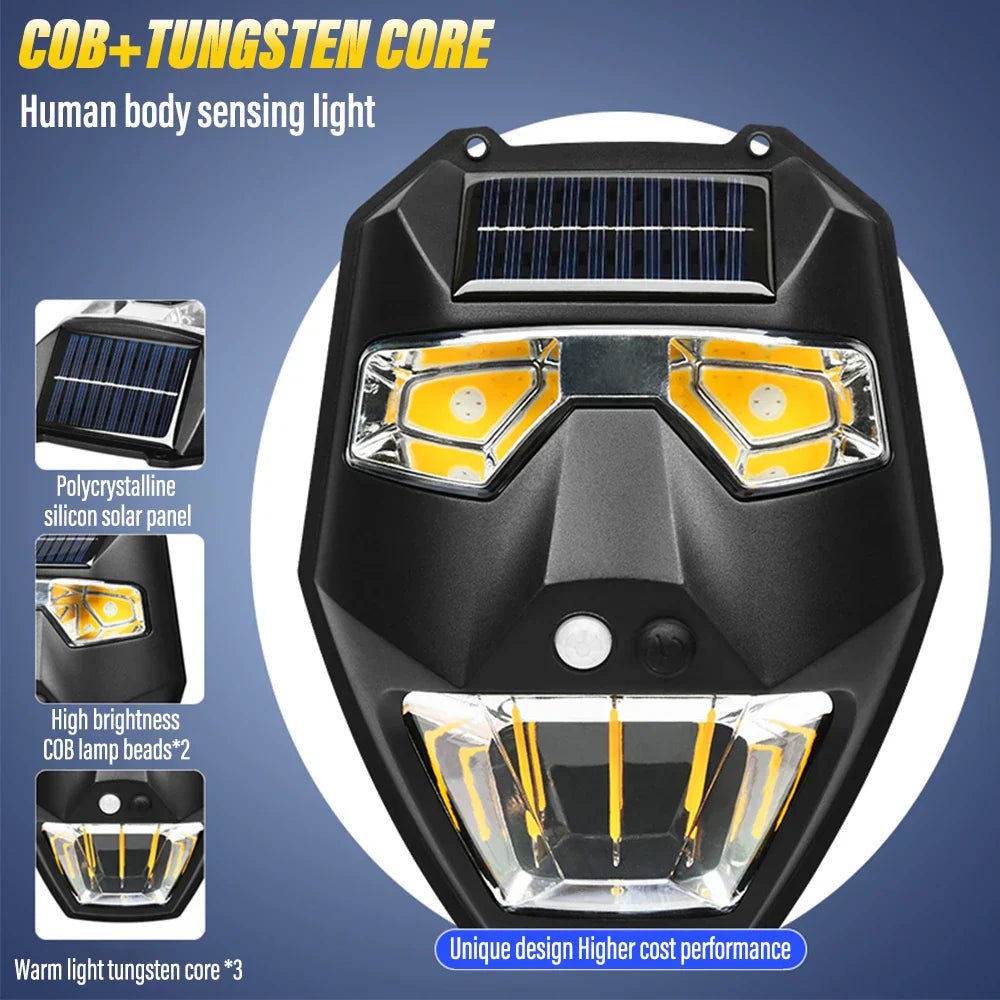 Carvallo Solarlampa Vägg utomhus med rörelsesensor | 5 ljuslägen | Intelligent ljusstyrning & Infraröd sensor | Vattentät Carvallo