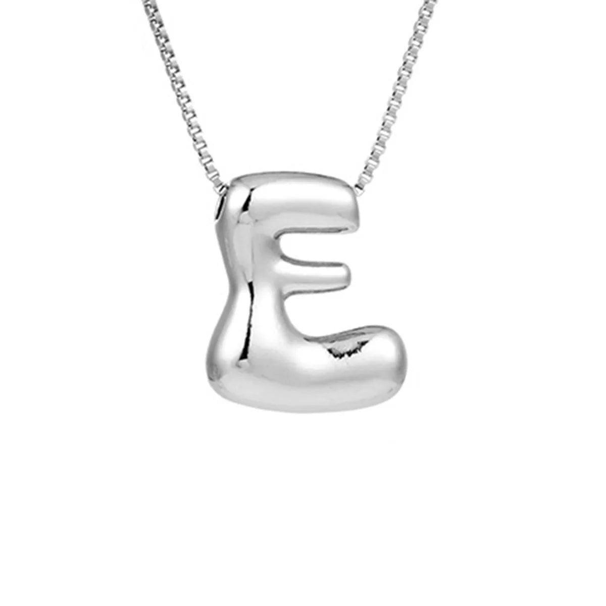 Royelux A-Z Ballong Bubbel Bokstav Hänge Halsband – Silver Chunky Initial Smycken Carvallo