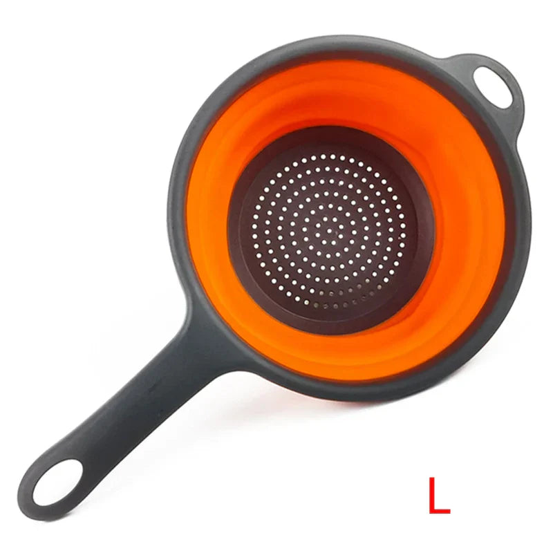 Carvallo Fällbart Silikon-sil med Handtag | Platsbesparande Kökssil för Avrinning av Pasta, Grönsaker & Frukt | Värmeresistent & BPA-fri Carvallo